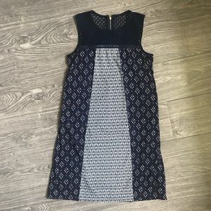 Lace Top Navy Blue Print Summer Dress